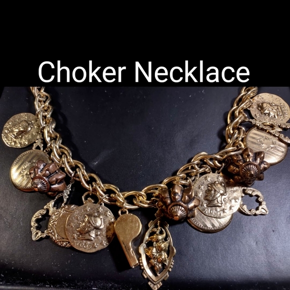 1928 Vintage Gold Trinket Choker Necklace - Picture 4 of 14